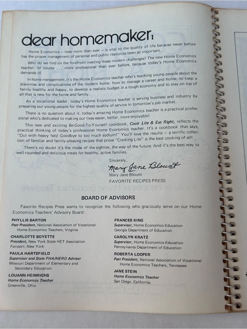 Cook Lite & Eat Right Vintage Cookbook 1983 0871971518 Home Economics Teachers